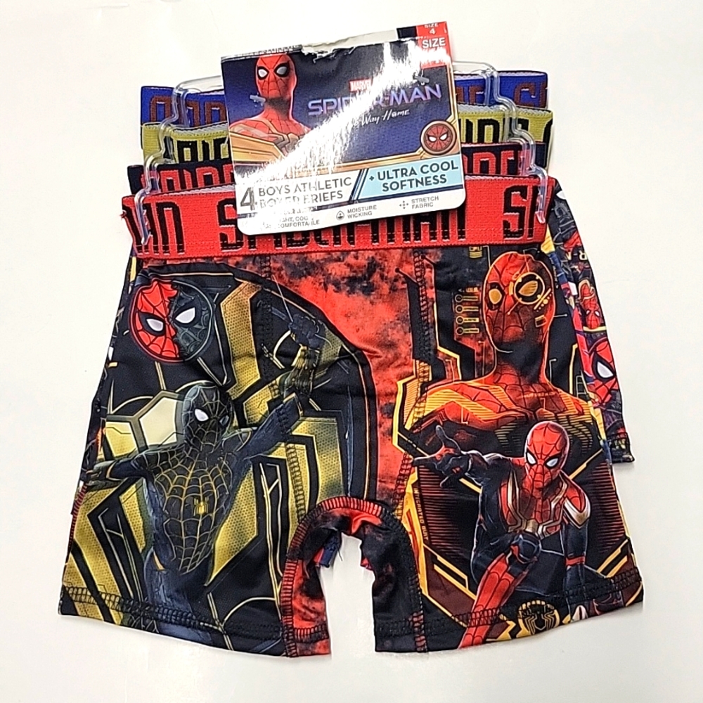 Size 4 Boys Marvel Avengers SPIDER-MAN 4-Pack Athletic Boxer Briefs